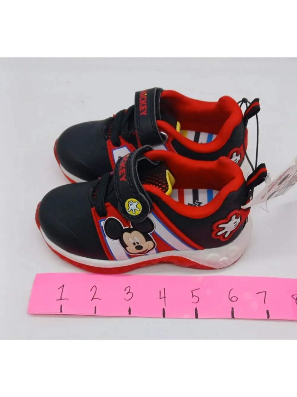 Disney Mickey Mouse  Shoes Light Up Sneakers Boys Size 7 Hat Fun Glasses Book